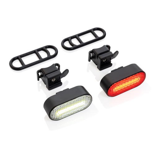 Lumino RCS recycled plastic USB re-chargeable bike light set