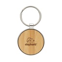 RCS recycled zinc alloy round keychain with bamboo