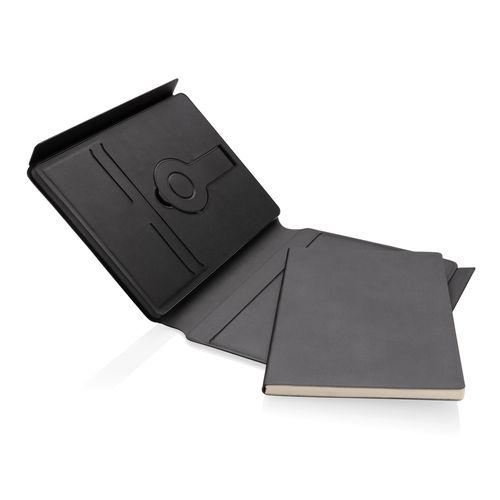 Swiss Peak RCS rePU notebook with 2-in-1 wireless charger