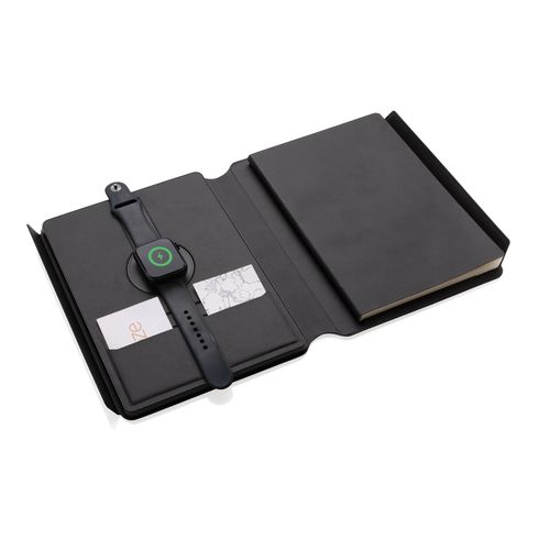 Swiss Peak RCS rePU notebook with 2-in-1 wireless charger