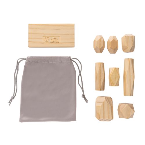 Ukiyo Crios wooden balancing rocks in pouch