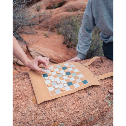 Britton cork foldable backgammon and checkers game set