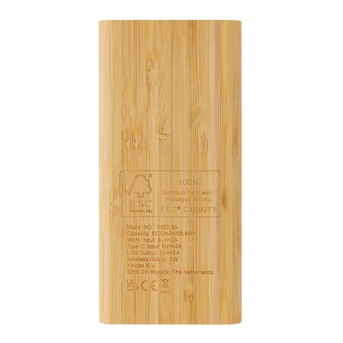 Bamboo 8.000 mAh 5W wireless powerbank