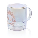 Deluxe double wall electroplated glass mug