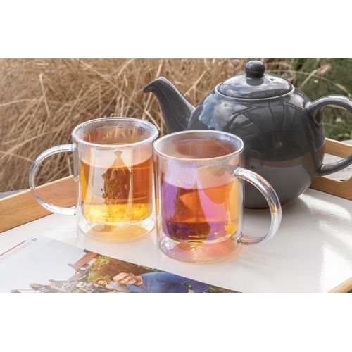 Deluxe double wall electroplated glass mug