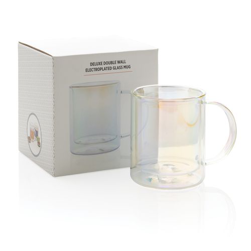 Deluxe double wall electroplated glass mug