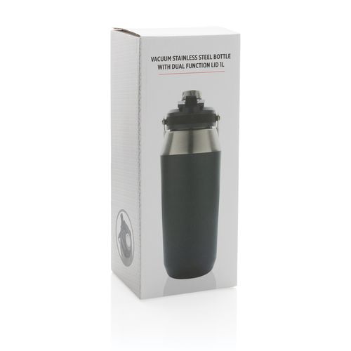 Vacuum stainless steel dual function lid bottle 1L