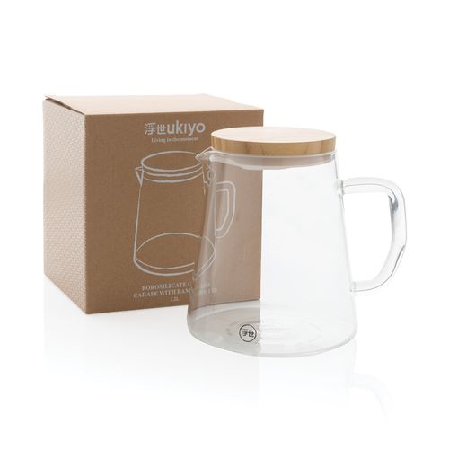 Ukiyo borosilicate glass carafe with bamboo lid 1.2L