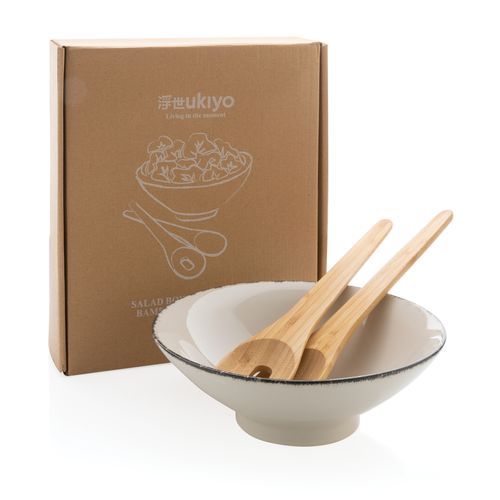 Ukiyo salad bowl with bamboo salad server