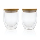 Double wall borosilicate glass with bamboo lid 250ml 2pc set