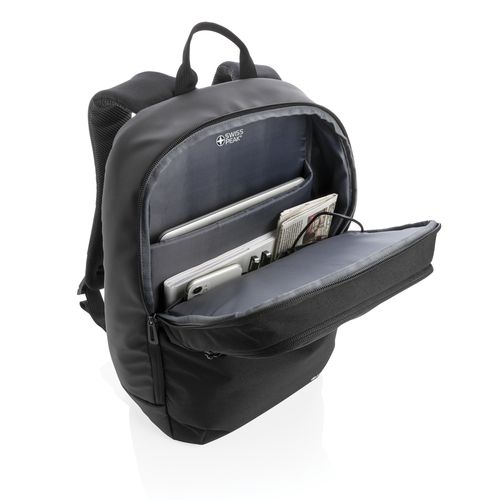 Swiss Peak laptop backpack with UV-C steriliser pocket