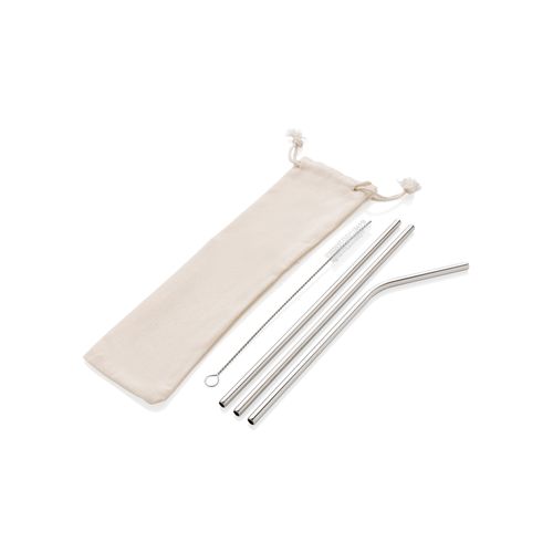 Reusable stainless steel 3 pcs straw set