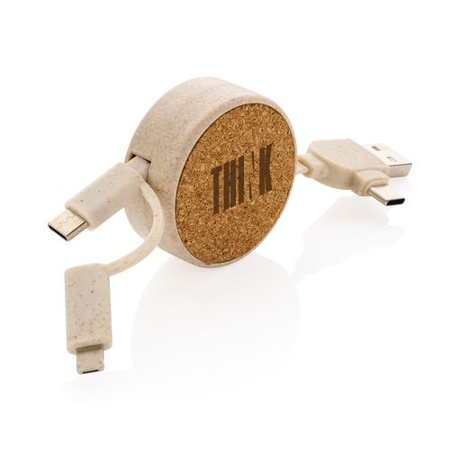 Cork and Wheat 6-in-1 retractable cable