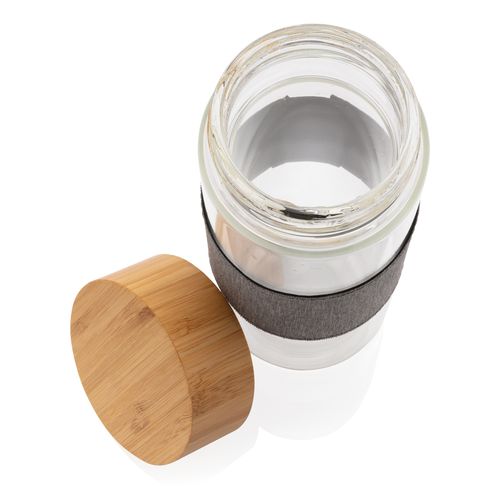 Impact borosilicate glass bottle with bamboo lid