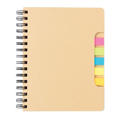 A5 Kraft spiral notebook with sticky notes