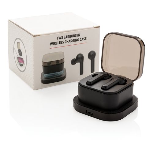 TWS earbuds in wireless charging case