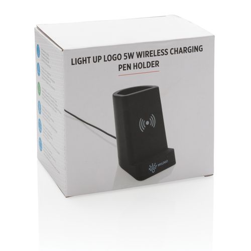 Light up logo 5W wireless charging pen holder