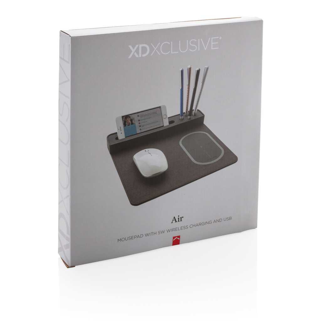 Air muismat met 5W draadloze oplader en USB
