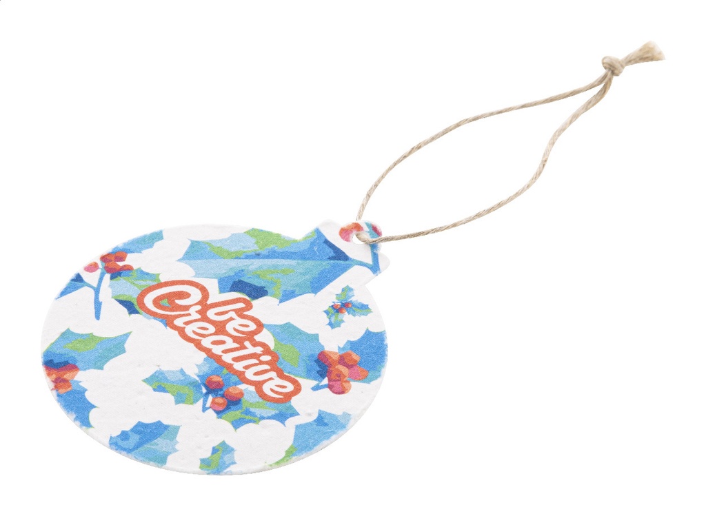 aangepast kerstboom ornament van zaadpapier, rond #3