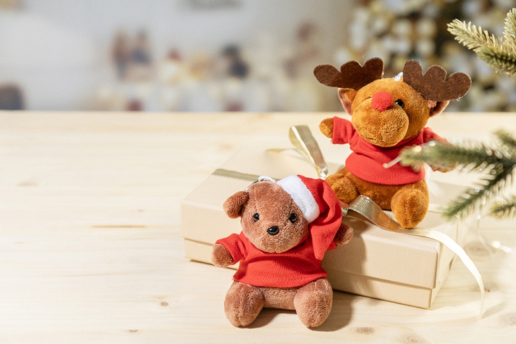 pluche kerst teddybeer sleutelhanger #4