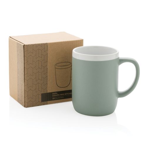 Ceramic mug with white rim 300ml