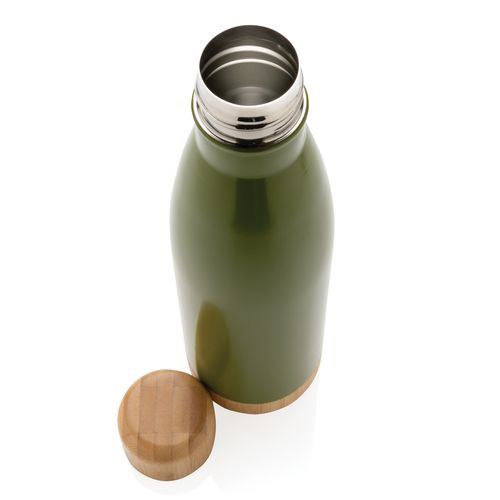 Vacuum stainless steel bottle with bamboo lid and bottom