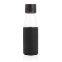 Ukiyo glass hydration tracking bottle with sleeve