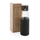 Ukiyo glass hydration tracking bottle with sleeve