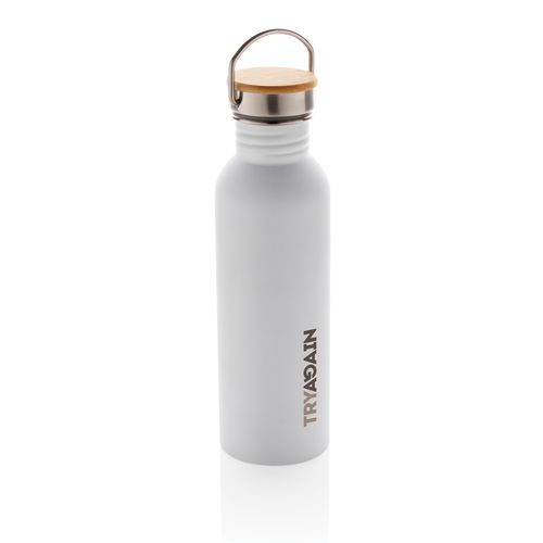 Modern stainless steel bottle with bamboo lid