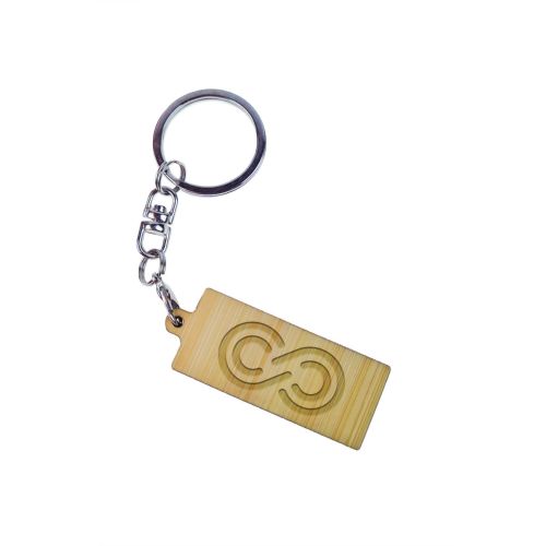 Key Ring Bamboo Rectangular 41 x 18 mm, Engraving