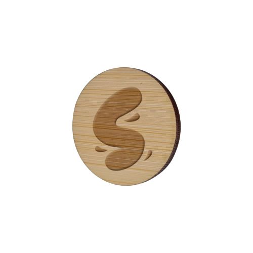 Badge Bamboo Round 40 mm, Magnet, Engraving