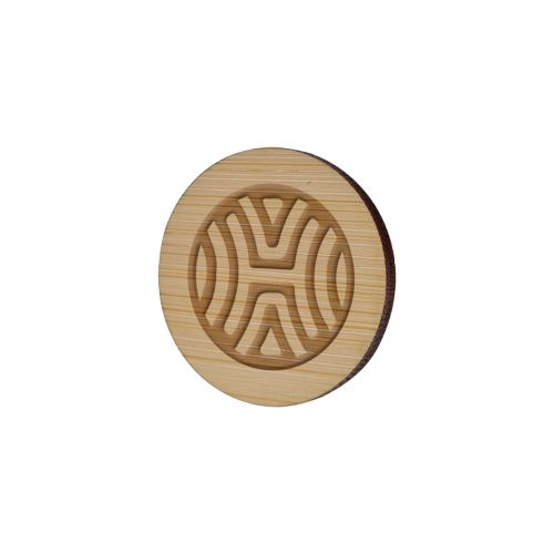 Badge Bamboo Round 40 mm, Magnet, Engraving