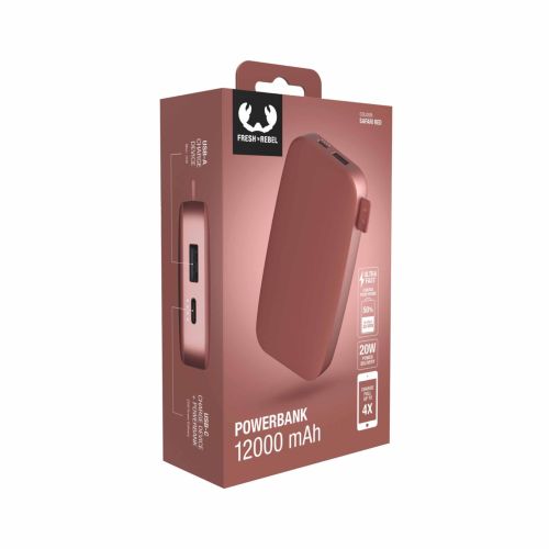 Fresh 'n Rebel Powerbank 12000 mAh USB-C Safari Red