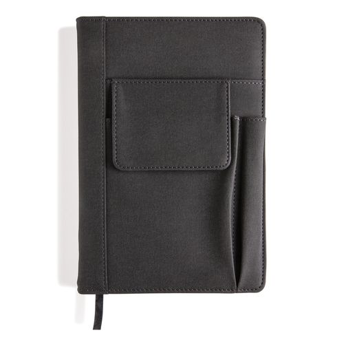 Notebook with phone pocket