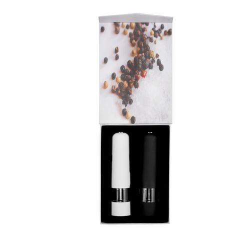 Electric pepper and salt mill set