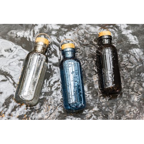 RCS RPET bottle with bamboo lid and handle