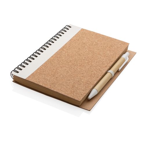 Cork spiral notebook with pen