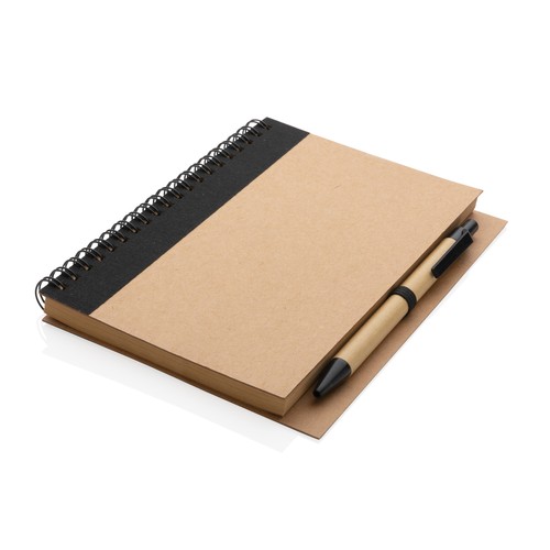 Kraft spiral notebook with pen