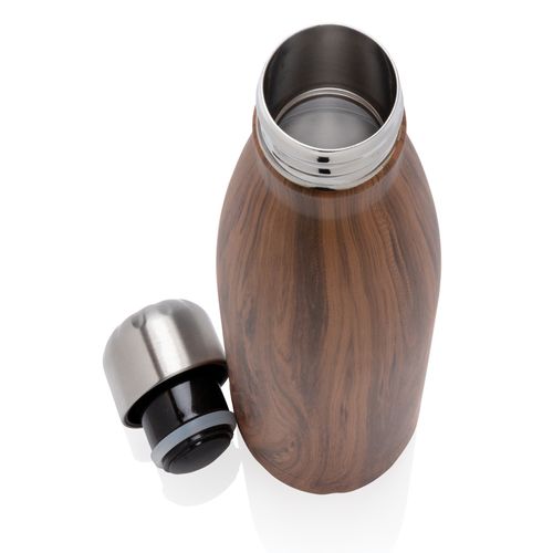 Vacuum insulated stainless steel bottle with wood print