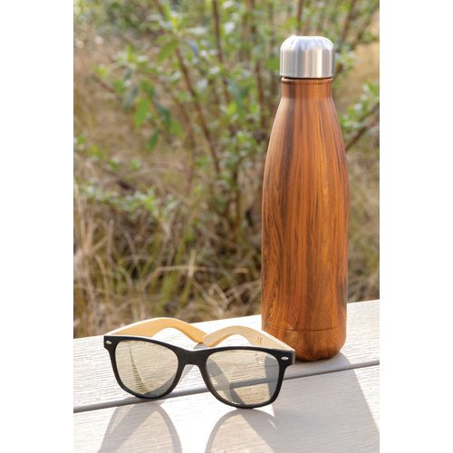 Vacuum insulated stainless steel bottle with wood print