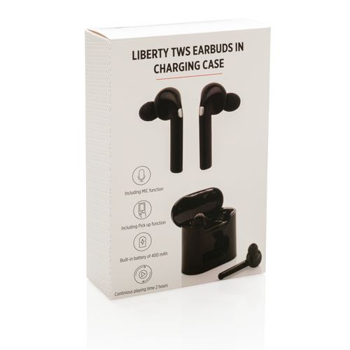 Liberty wireless earbuds in charging case