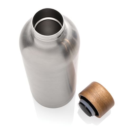 Wood RCS certified recycled stainless steel vacuum bottle