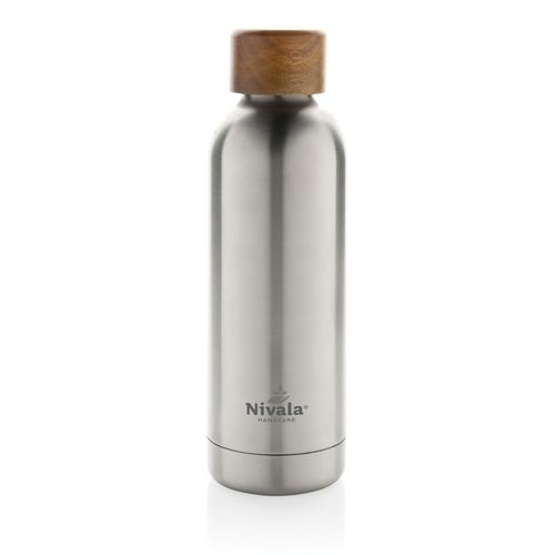 Wood RCS certified recycled stainless steel vacuum bottle