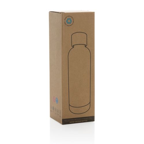 Wood RCS certified recycled stainless steel vacuum bottle