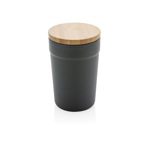 GRS certified recycled PP mug with bamboo lid