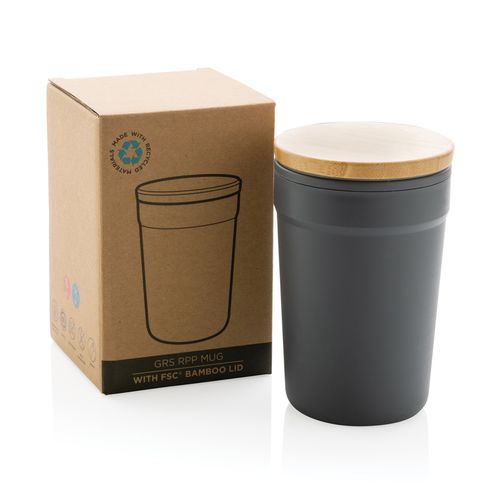 GRS certified recycled PP mug with bamboo lid