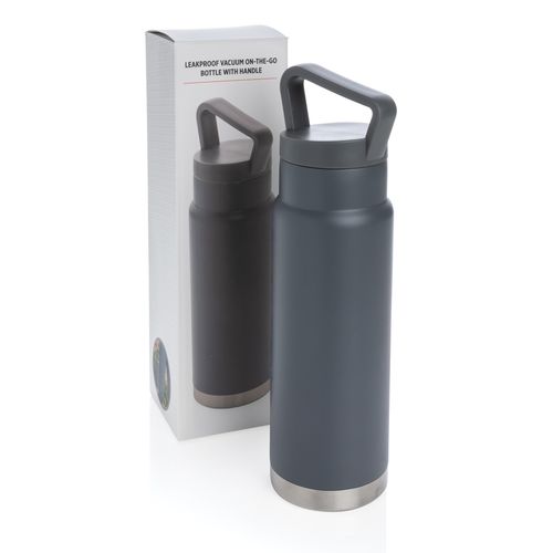 Leakproof vacuum on-the-go bottle with handle