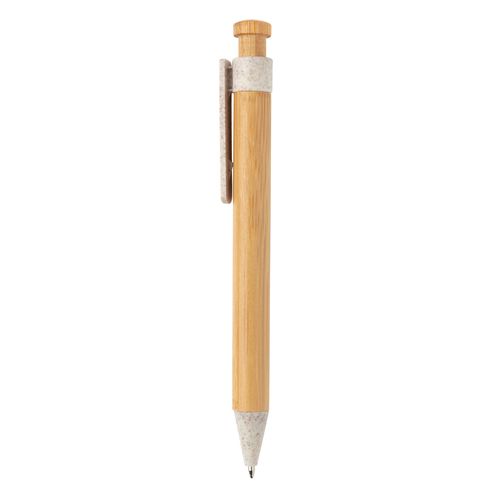 Bamboo pen with wheatstraw clip