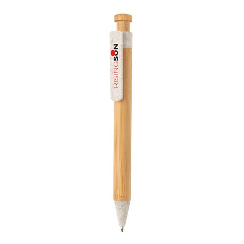 Bamboo pen with wheatstraw clip