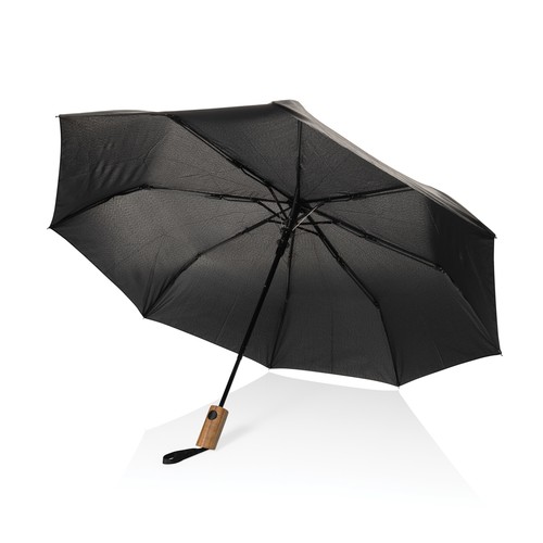 Kaycey 21" AWARE™ RPET Acacia wood mini auto open umbrella